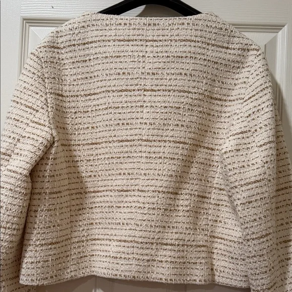 Zara Cream Tweed Cropped Jacket with Gold Buttons - Picture 3 of 3